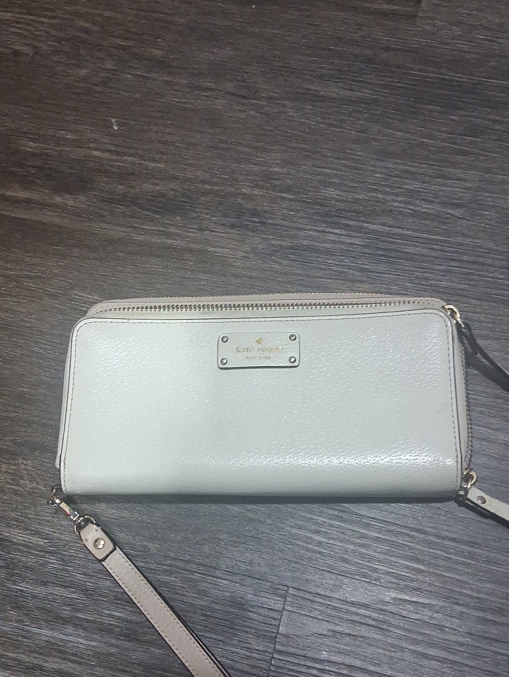 kate spade Cream Pebble Leather Wristlet Clutch
